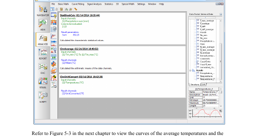DIAdem ANALYSIS module, calculation log